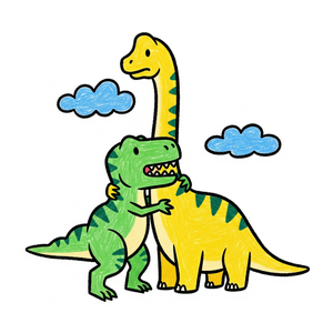 T-Rex Trying to Hug a Giant Brachiosaurus